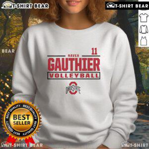 Top Navea Gauthier Ohio State Buckeyes Volleyball sweatshirt in red with team logo and player number.