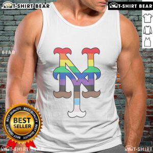 Alt Text: Top New York Mets Pride 2025 logo tank top featuring vibrant colors and a stylish design for LGBTQ+ fans.