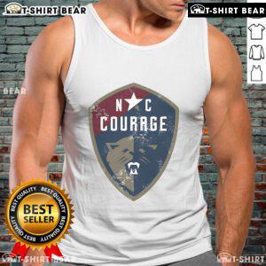 Alt Text: Vintage primary logo tank top featuring the North Carolina Courage soccer team design in vibrant colors.
