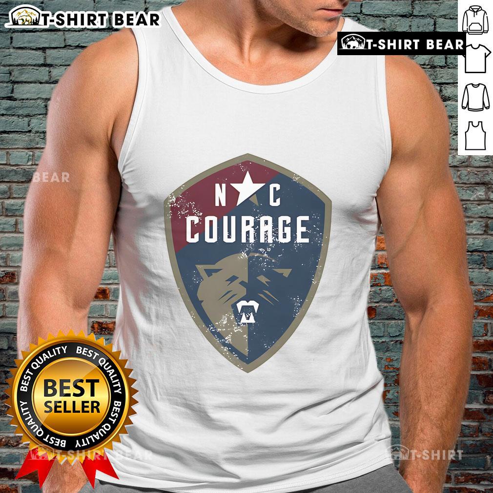 Alt Text: Vintage primary logo tank top featuring the North Carolina Courage soccer team design in vibrant colors.