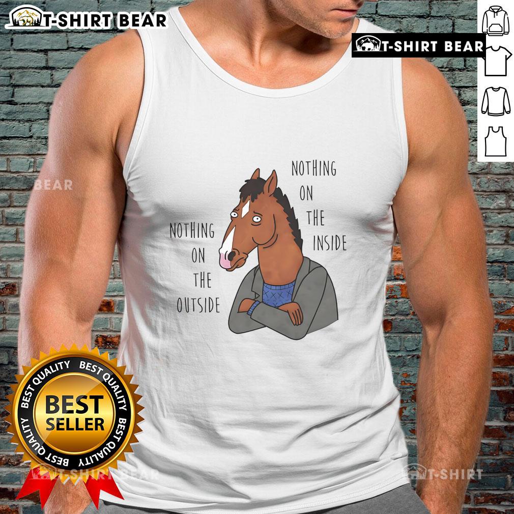 Top Nothing On The Outside Nothing On The Inside Bojack Horseman tank top featuring iconic cartoon design and vibrant colors.