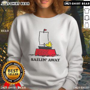 Cozy Top Peanuts Sailin' Away sweatshirt featuring Charlie Brown and friends in a colorful nautical design.