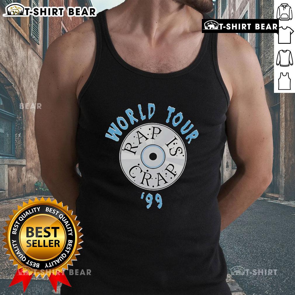 1999 Top Rap Is Crap World Tour tank top featuring bold graphics and vibrant colors, perfect for hip-hop fans.