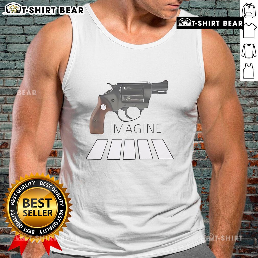 Top Revolver Imagine Gun Abbey Road Crosswalk tank top featuring iconic Beatles imagery, perfect for music lovers.