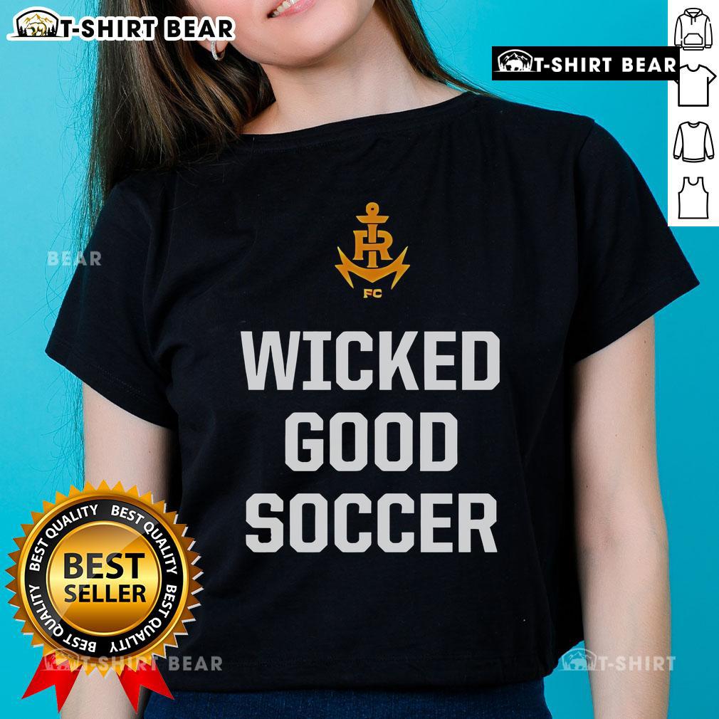 Top Rhode Island FC Wicked Good Soccer Ladies Tee in vibrant colors, perfect for fans of women's soccer in Rhode Island.