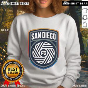 Alt Text: Top San Diego FC Crest Logo Sweatshirt featuring bold team colors and design, perfect for fans and supporters.