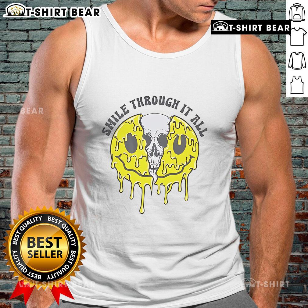 Alt Text: Top Skull Smile Through It All Tank Top featuring a playful skull graphic and comfortable fit for casual wear.