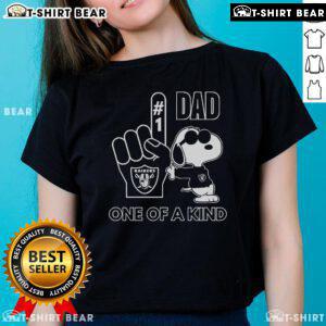 Top Snoopy Las Vegas Raiders 1 DAD one-of-a-kind ladies tee featuring a unique design for fans and fashion lovers.