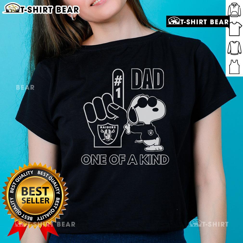 Top Snoopy Las Vegas Raiders 1 DAD one-of-a-kind ladies tee featuring a unique design for fans and fashion lovers.