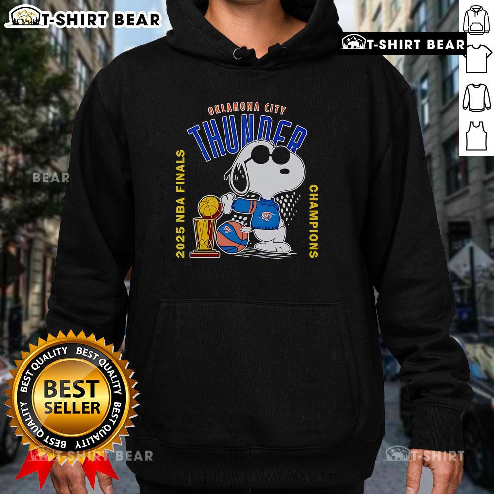 Alt Text: Top Snoopy Oklahoma City Thunder 2025 NBA Finals Champions hoodie featuring vibrant design and team colors.