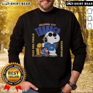 Top Snoopy Oklahoma City Thunder 2025 NBA Finals Champions sweatshirt featuring vibrant graphics and cozy design.