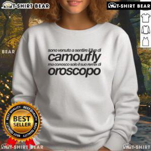 Top Sono Venuto a Sentire il Live di Camoufly, indossando la sweatshirt Oroscopo Remix, in un evento musicale.