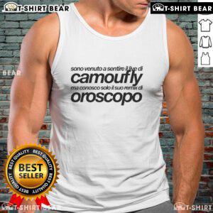 Camoufly performing live at Top Sono, showcasing his Oroscopo remix while wearing a stylish tank top.