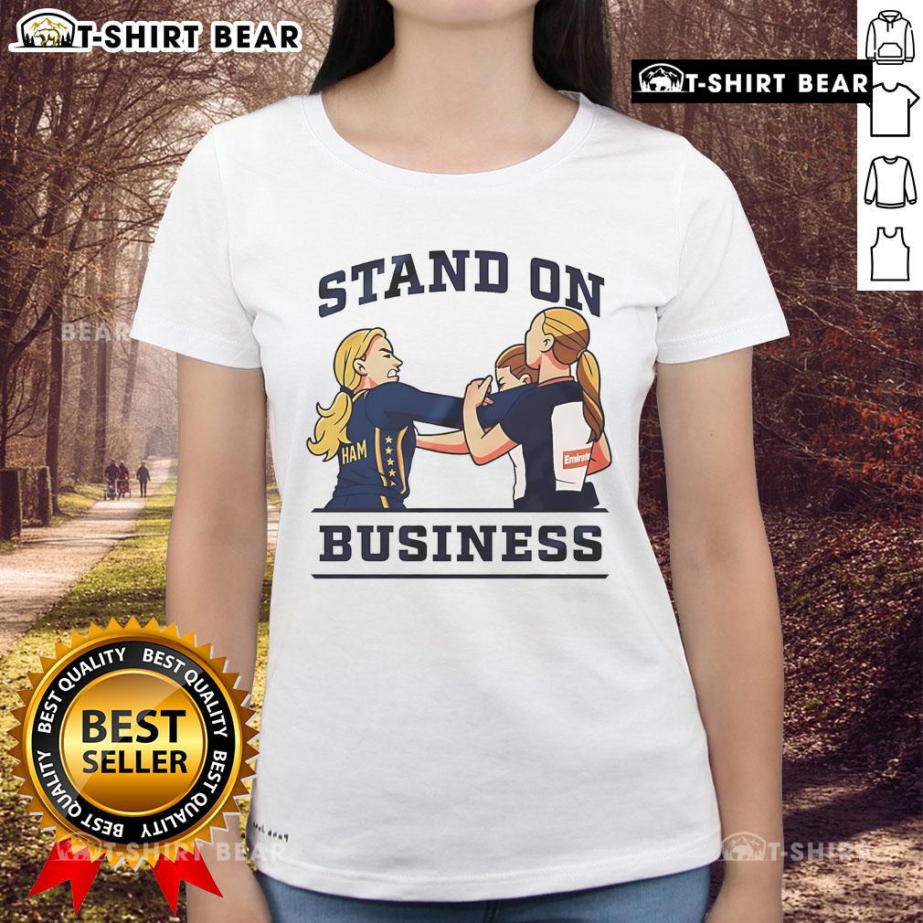 Sophie Cunningham Stand On Business cartoon ladies tee featuring vibrant design, perfect for casual wear and business events.