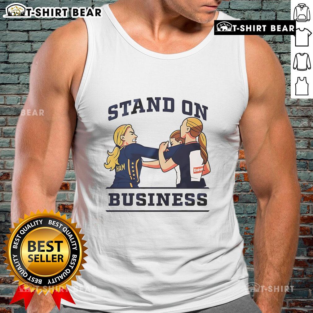 Top Sophie Cunningham Stand On Business Cartoon Tank Top featuring a vibrant design and motivational theme for entrepreneurs.