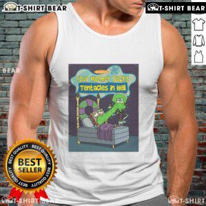 Funny Spongebob Squarepants tank top featuring 'Your Mother Sucks Tentacles In Hell' graphic, perfect for casual wear.
