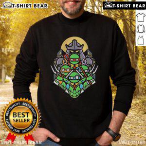 Alt Text: Chibi Teenage Mutant Ninja Turtles Go Ninja sweatshirt featuring vibrant graphics of all four turtles.