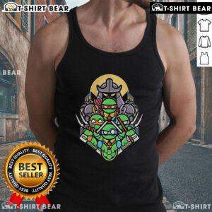 Chibi-style Teenage Mutant Ninja Turtles go ninja tank top featuring vibrant colors and playful design for fans.