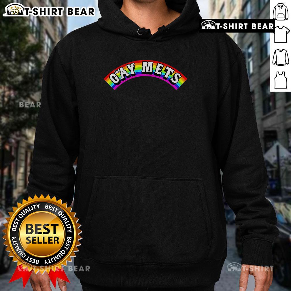 Top The Gay Mets Rainbow Pride Month Hoodie in vibrant colors celebrating LGBTQ+ pride and team spirit.