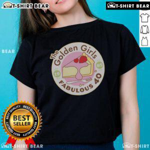 Top The Golden Girls Fabulous 40 logo on a stylish ladies tee, celebrating the iconic TV show and its legacy.