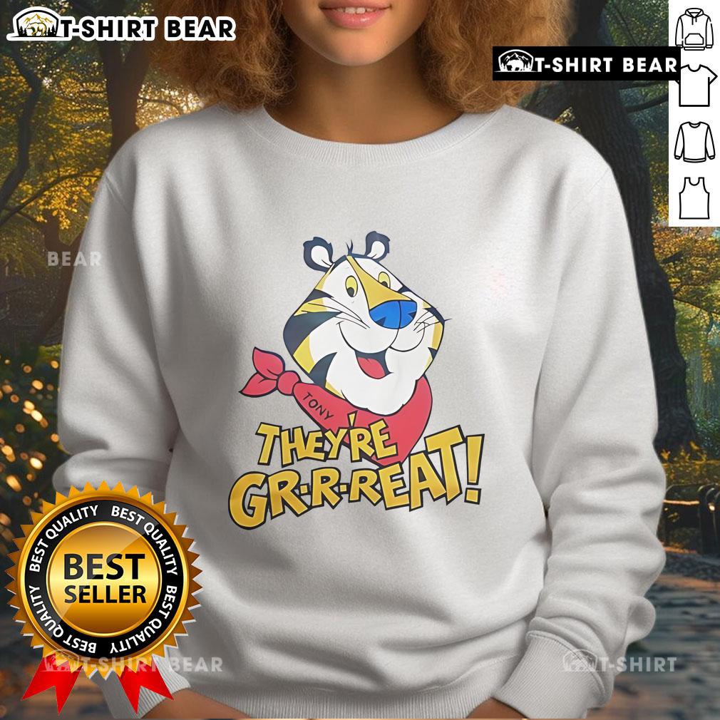 Top Tiger Tony They're Great Sweatshirt featuring a vibrant design, perfect for casual wear and sports enthusiasts.