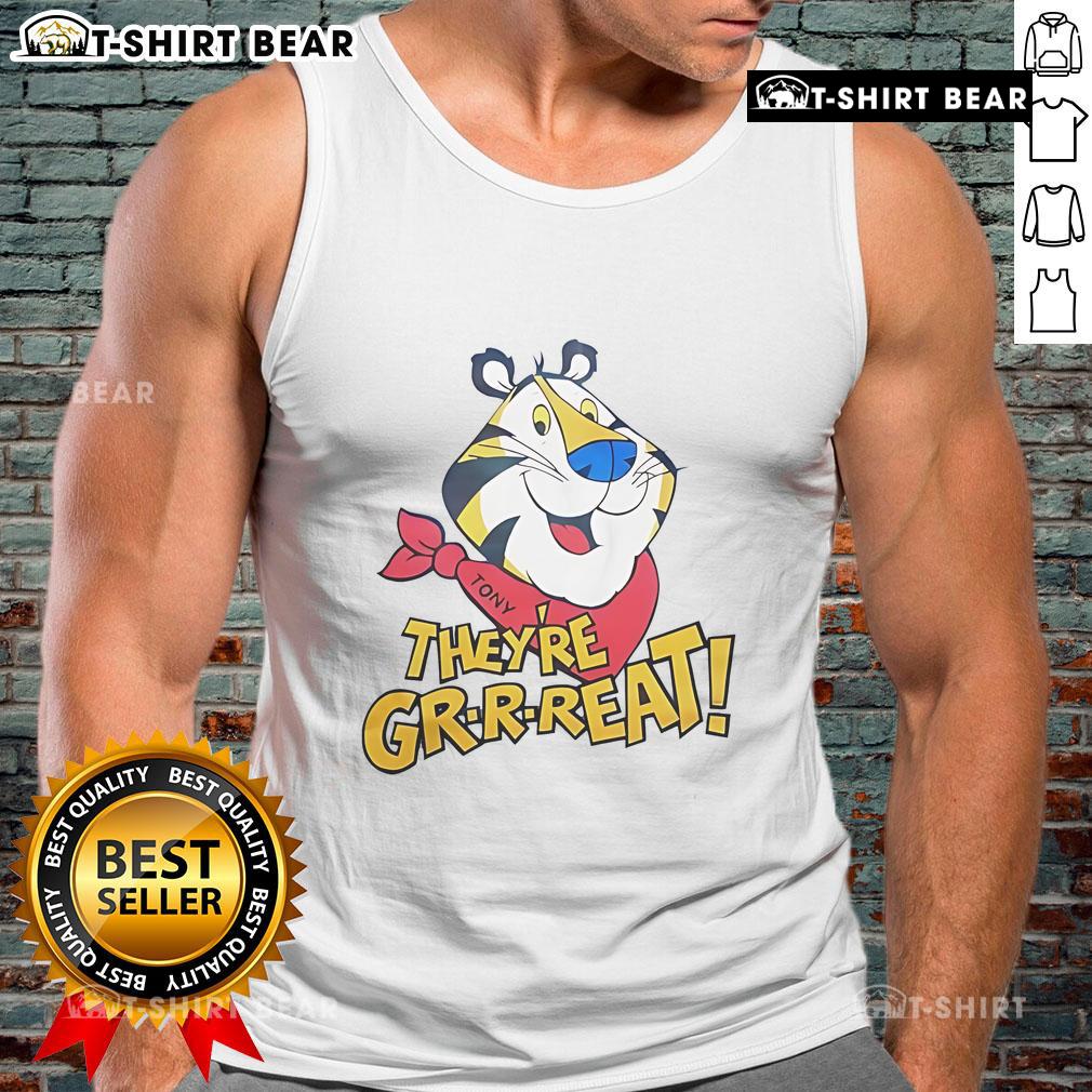 Top Tiger Tony They're Great tank top featuring a vibrant graphic design, perfect for casual summer wear.