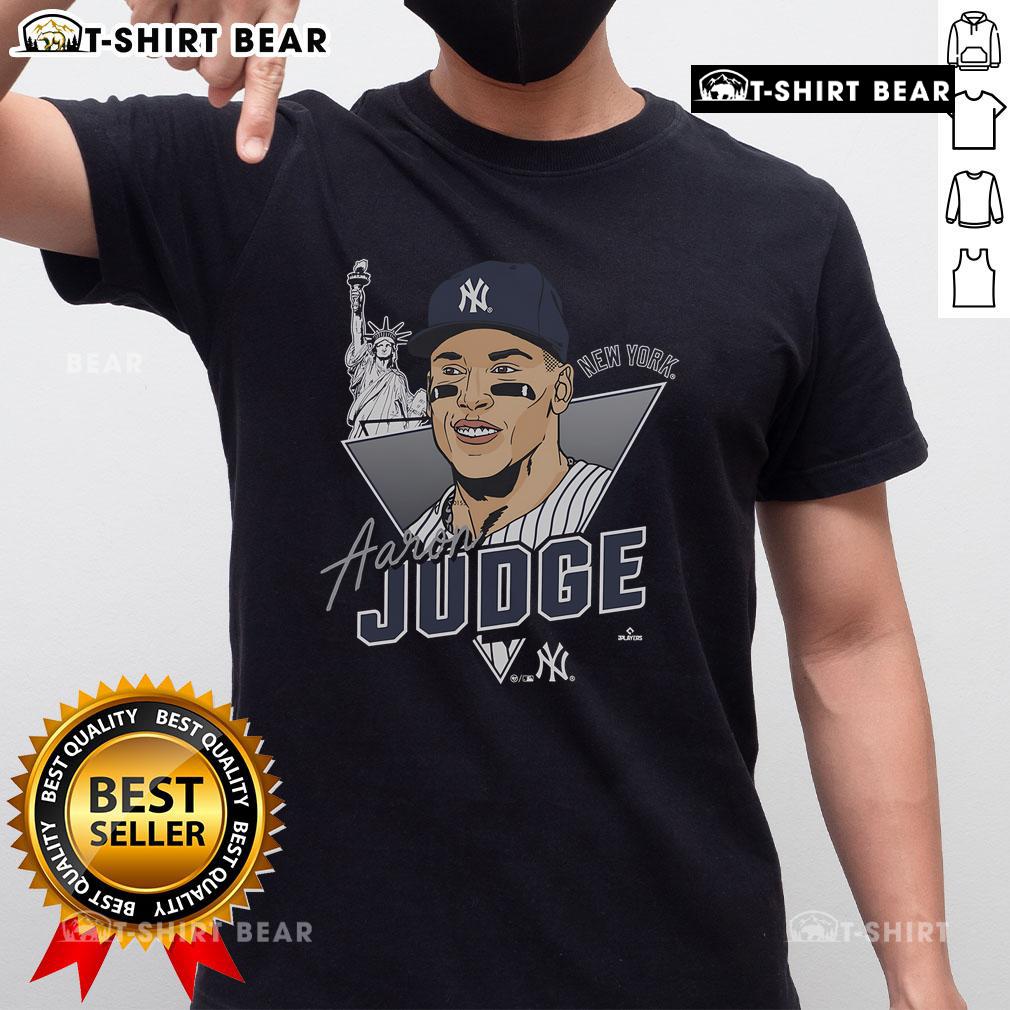 Awesome Aaron Judge New York Yankees player caricature T-shirt featuring vibrant graphics and bold colors.