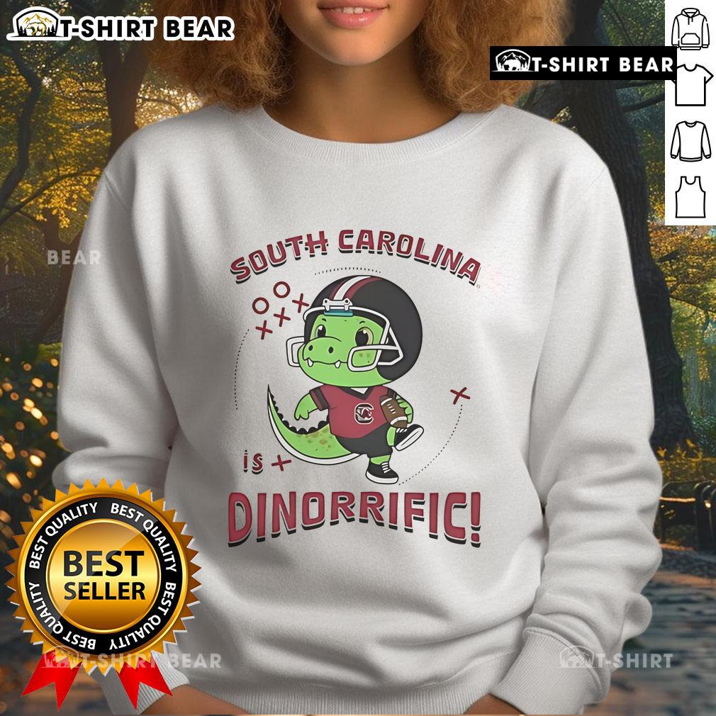 Alt Text: Awesome Dinosaur South Carolina Gamecocks Dino-Riffic Sweatshirt featuring a playful dinosaur design for fans.