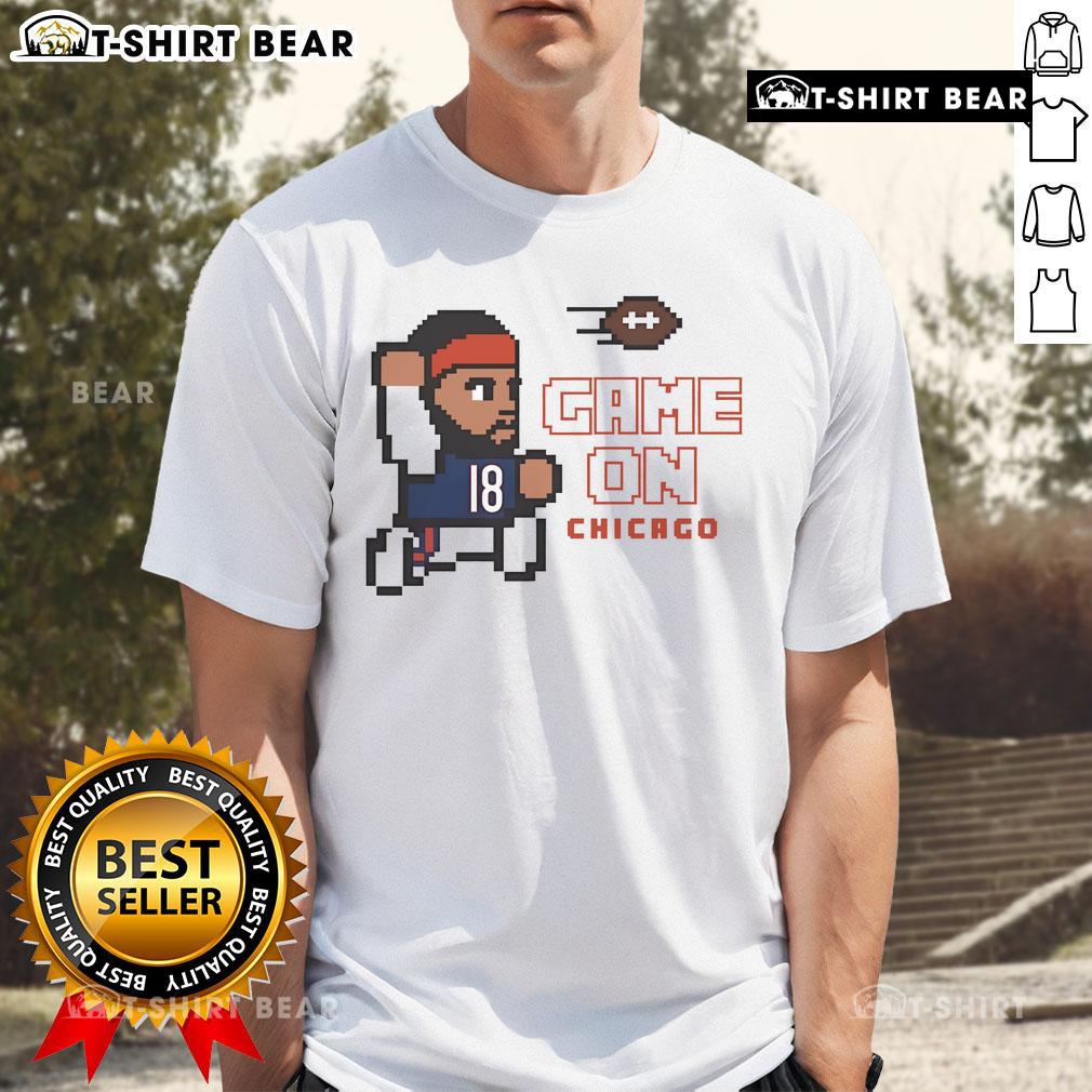 Alt Text: Caleb Williams Chicago Bears 8-bit T-shirt featuring retro graphics and vibrant colors for ultimate fan style.