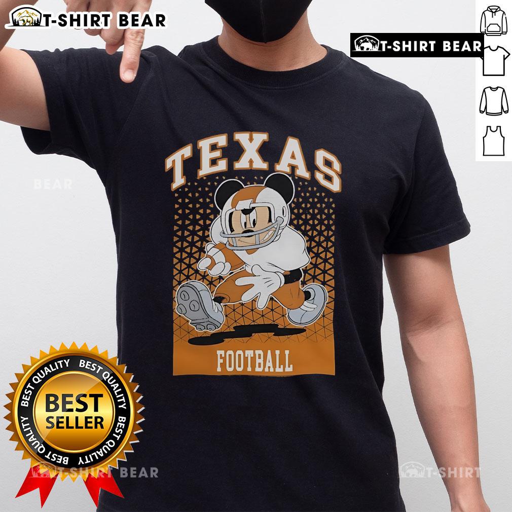 Awesome Mickey Mouse Texas Longhorns football fan T-shirt featuring a playful design for sports enthusiasts.