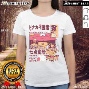 Awesome Reindeer Doctor Rumble Ball Seven Point Shift One Piece Ladies Tee featuring a playful reindeer design.