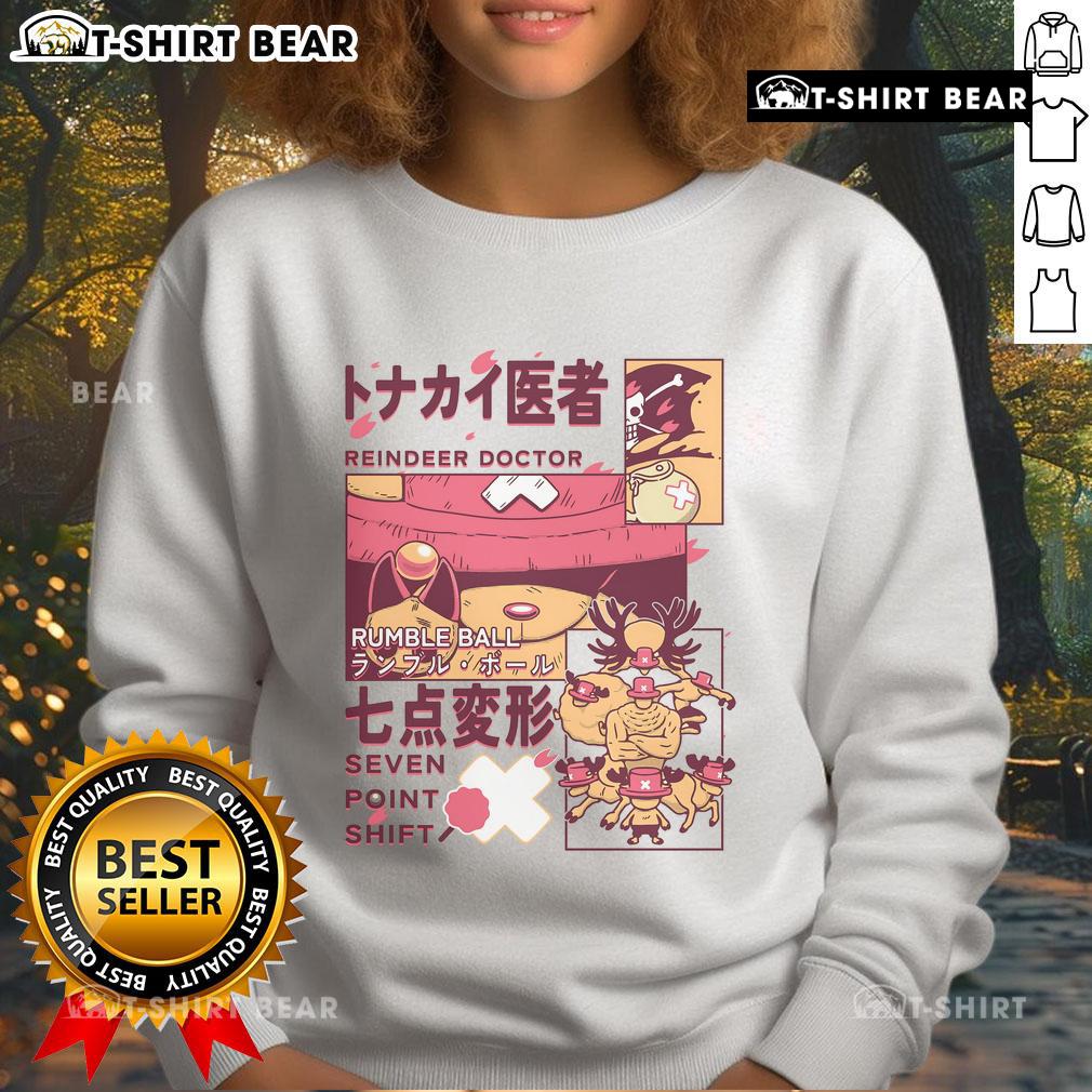 Alt Text: Awesome Reindeer Doctor Rumble Ball sweatshirt featuring a unique seven-point shift design in vibrant colors.