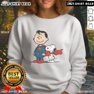 Awesome Super Peanuts Snoopy Superman Sweatshirt featuring vibrant graphics of Snoopy and Superman, perfect for fans.