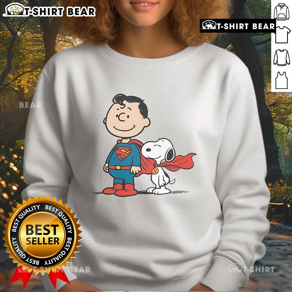 Awesome Super Peanuts Snoopy Superman Sweatshirt featuring vibrant graphics of Snoopy and Superman, perfect for fans.