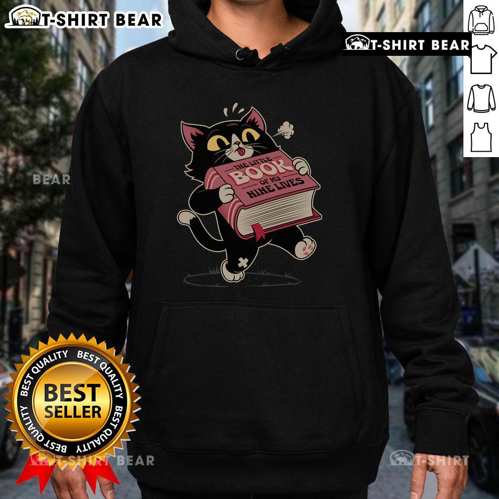 Alt Text: Cute Cat hoodie featuring 'The Little Book of My Nine Lives' design, perfect for cat lovers and cozy wear.