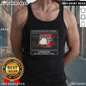 Cute 'It's Dark and Scary in Here' Frieren Beyond Journey's End tank top featuring a whimsical design.