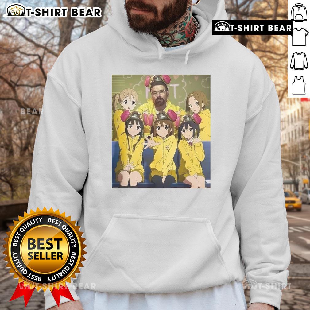 Alt Text: Cute Walter White Breaking Bad hoodie featuring K-On girls, perfect for anime fans and stylish casual wear.