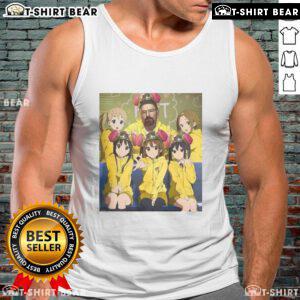 Alt Text: Cute Walter White Breaking Bad anime tank top featuring K-On girls, perfect for fans of anime and iconic TV shows.