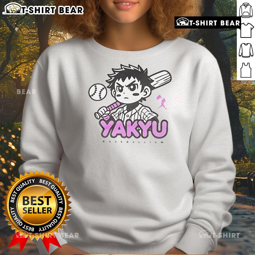 Alt Text: Cute Yakyu Anime Baseballism Sweatshirt featuring vibrant graphics and cozy design for anime and baseball fans.