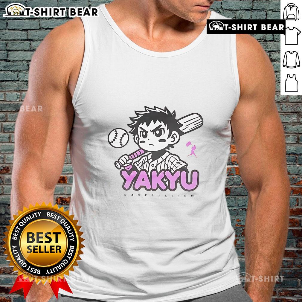 Alt Text: Cute Yakyu Anime Baseballism Tank Top featuring a fun design for anime and baseball fans, perfect for casual wear.