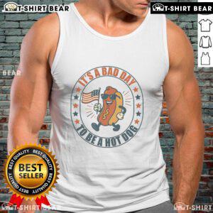 Funny bad day to be a hot dog tank top featuring USA flag design for 4th of July celebrations.