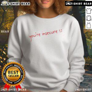 Funny Machine Gun Kelly wearing 'You're Insecure' sweatshirt, showcasing his unique style and playful personality.