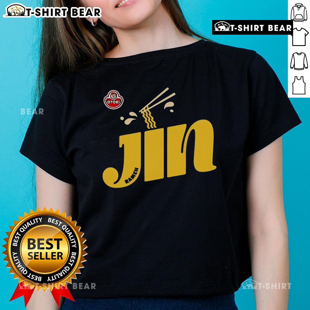 Good Jin Ramen Ladies Tee featuring vibrant ramen graphics, perfect for casual wear and ramen enthusiasts.