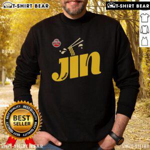 Cozy Good Jin Ramen sweatshirt featuring vibrant ramen graphics, perfect for food lovers and casual wear enthusiasts.