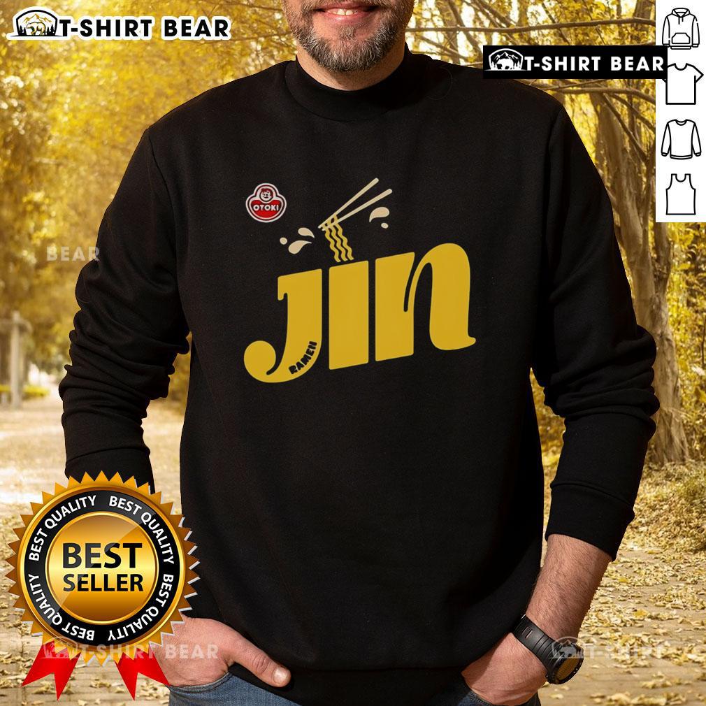 Cozy Good Jin Ramen sweatshirt featuring vibrant ramen graphics, perfect for food lovers and casual wear enthusiasts.