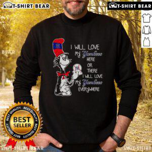 Good The Cat In The Hat sweatshirt featuring 'I Will Love My Yankees Here Or There' design, perfect for baseball fans.
