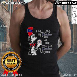 Good The Cat In The Hat tank top featuring 'I Will Love My Yankees Everywhere' design, perfect for baseball fans.