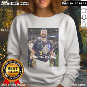 Hot Almost Friday Raleigh Homerun Derby Sweatshirt featuring a vibrant design perfect for baseball fans.