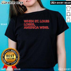 Hot Chicago Cubs Ladies Tee celebrating when St. Louis loses, perfect for passionate baseball fans.