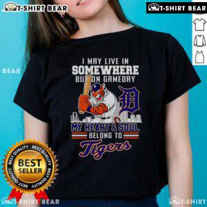 Detroit Tigers ladies tee showcasing love for the team on game day with stylish design and vibrant colors.
